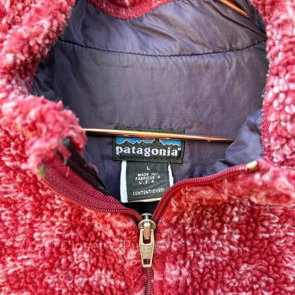 Patagonia‎ Glissade Deep Pile Fleece Pullover Kimono Red Size Large Vintage 90's - Picture 4 of 14